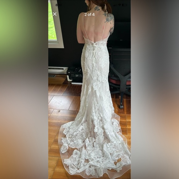 Watters Ivory Floral Lace Gown Size 6 - Picture 2 of 3
